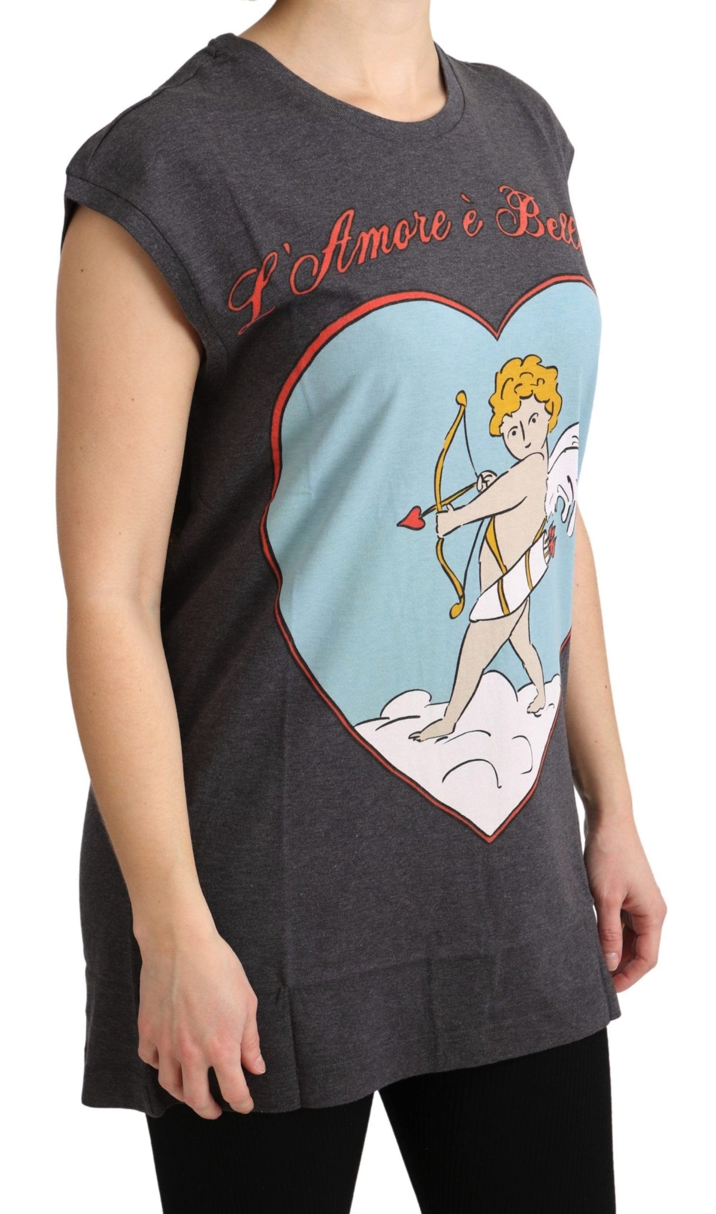 T-shirt débardeur gris en coton L'Amore de Dolce & Gabbana