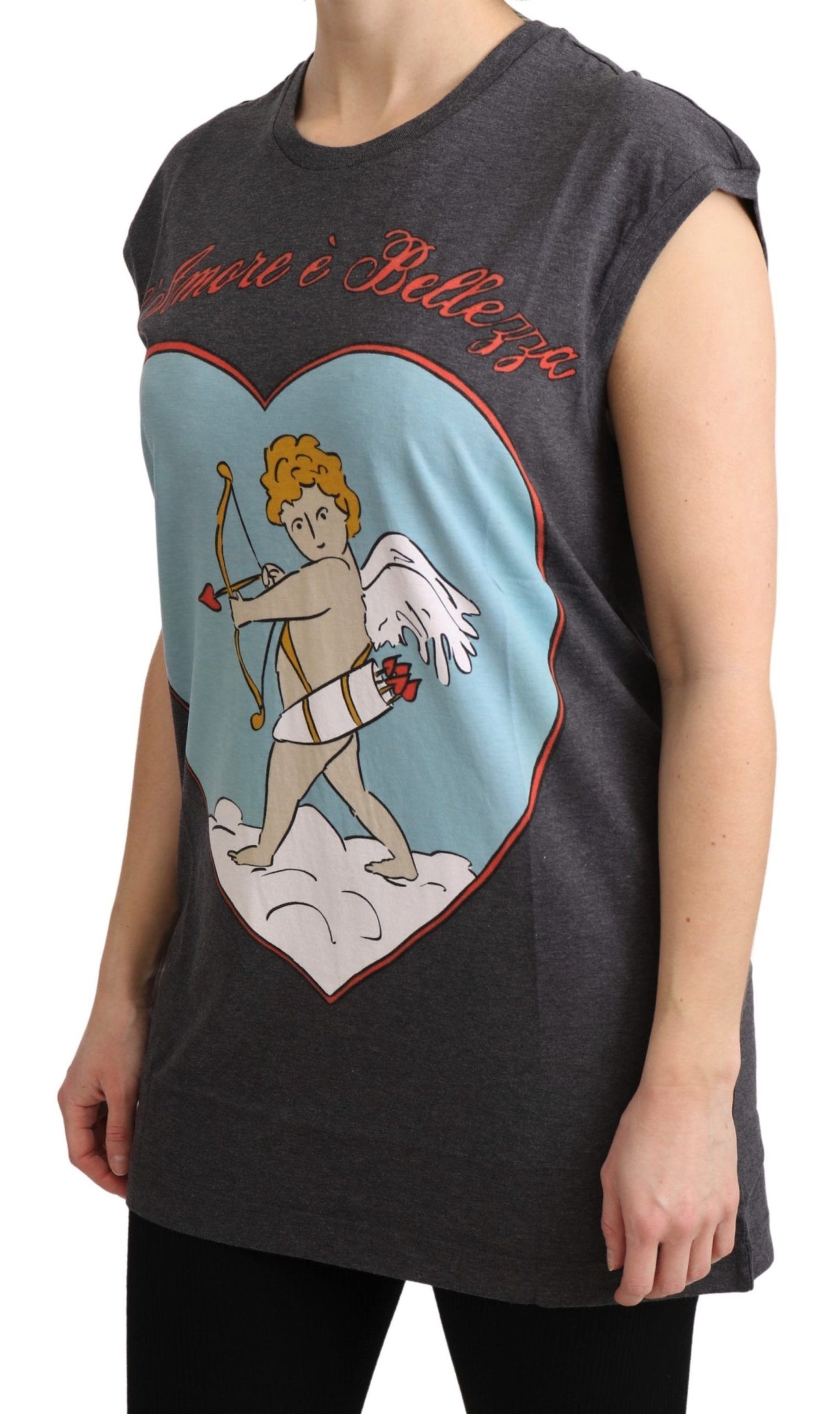 T-shirt débardeur gris en coton L'Amore de Dolce & Gabbana