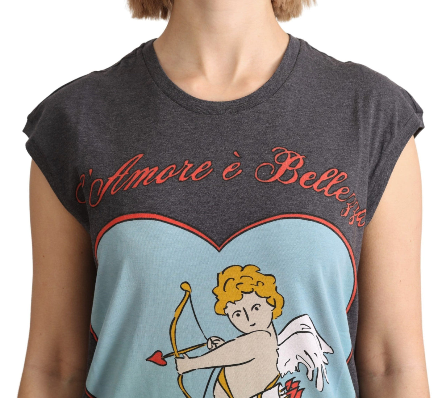 T-shirt débardeur gris en coton L'Amore de Dolce & Gabbana