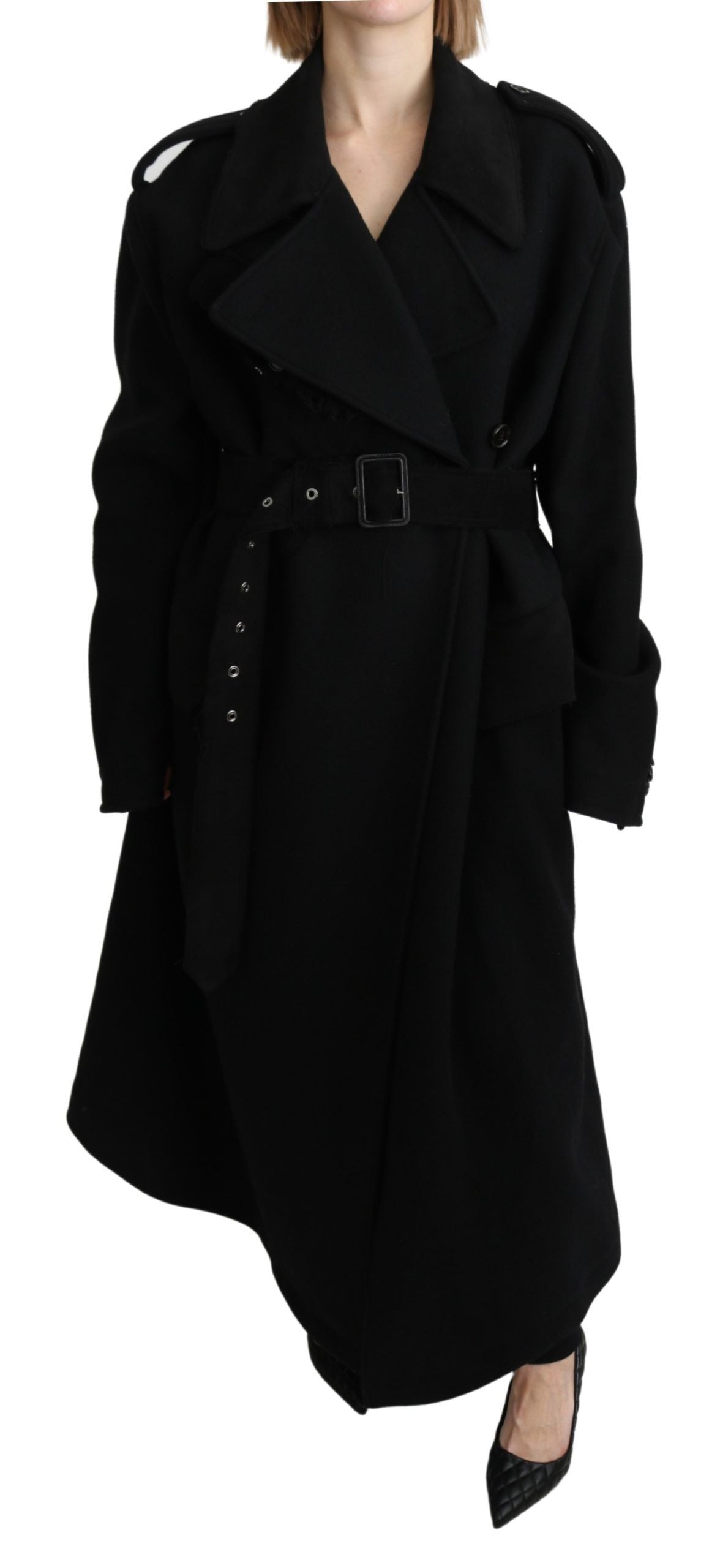 Dolce & Gabbana – Schwarze Blazer-Trenchcoat-Jacke aus Schurwolle