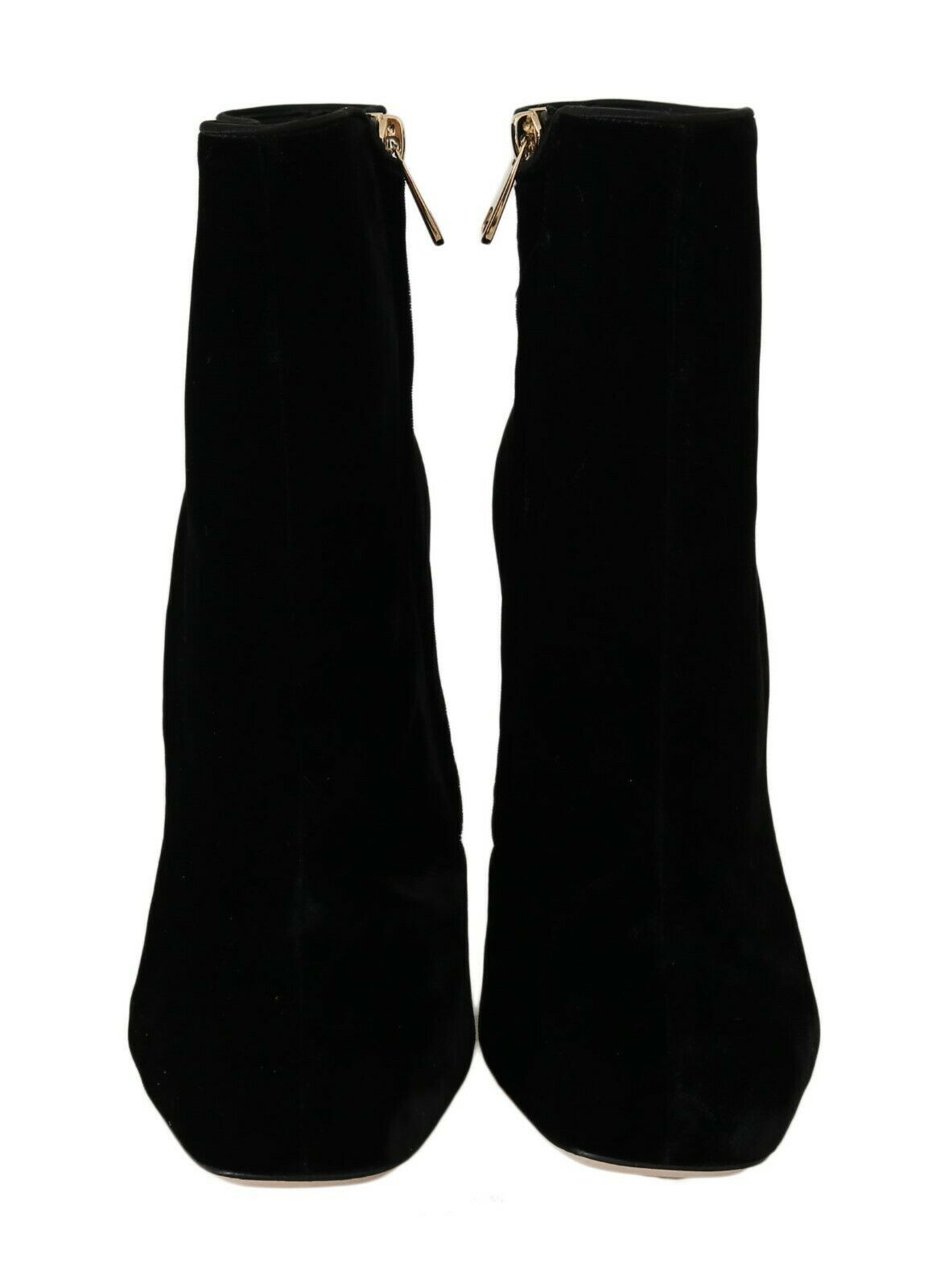 Chaussures à talons carrés en velours noir et cristaux Dolce & Gabbana
