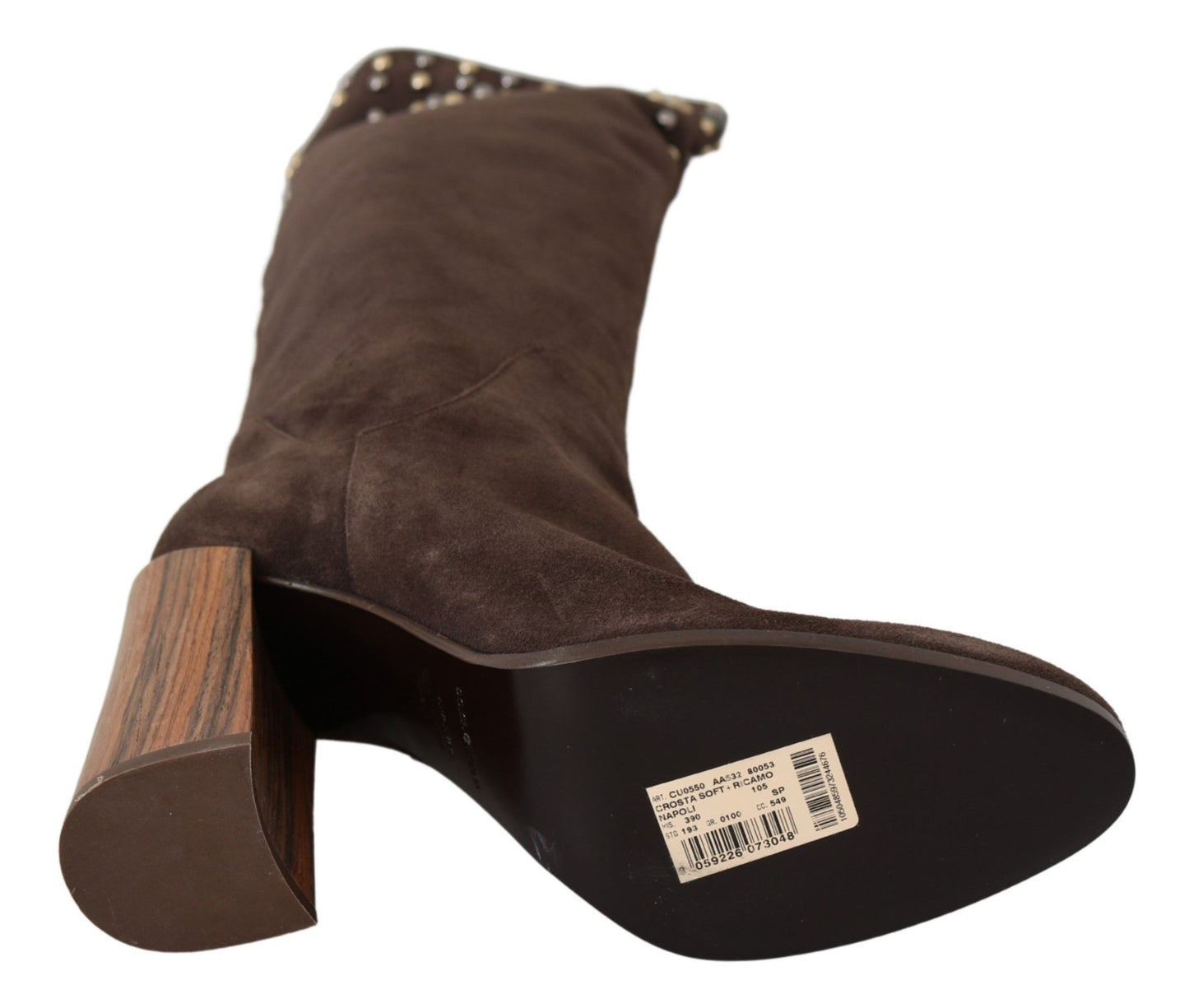 Bottes montantes cloutées en daim marron Dolce & Gabbana