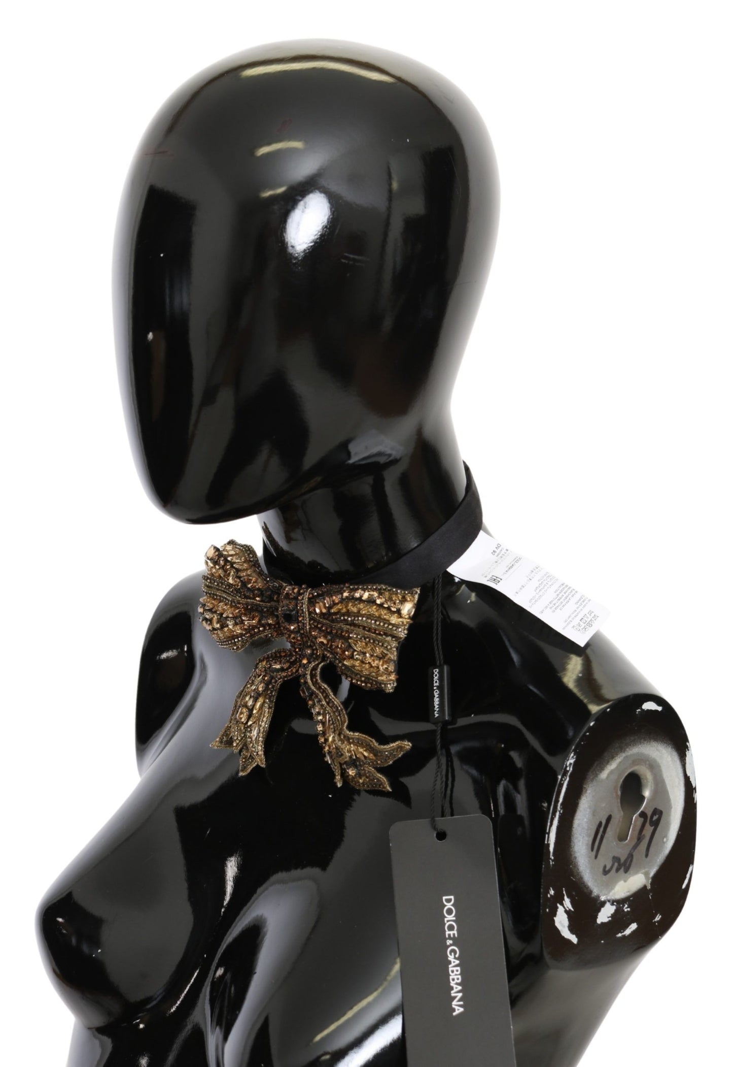 Collier Dolce & Gabbana en soie 100 % orné de perles et de paillettes en cristal doré