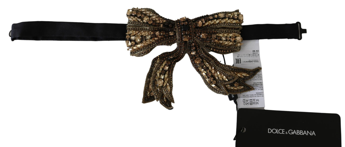 Collier Dolce & Gabbana en soie 100 % orné de perles et de paillettes en cristal doré