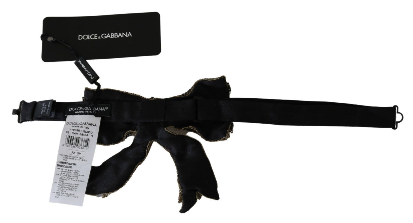 Collier Dolce & Gabbana en soie 100 % orné de perles et de paillettes en cristal doré