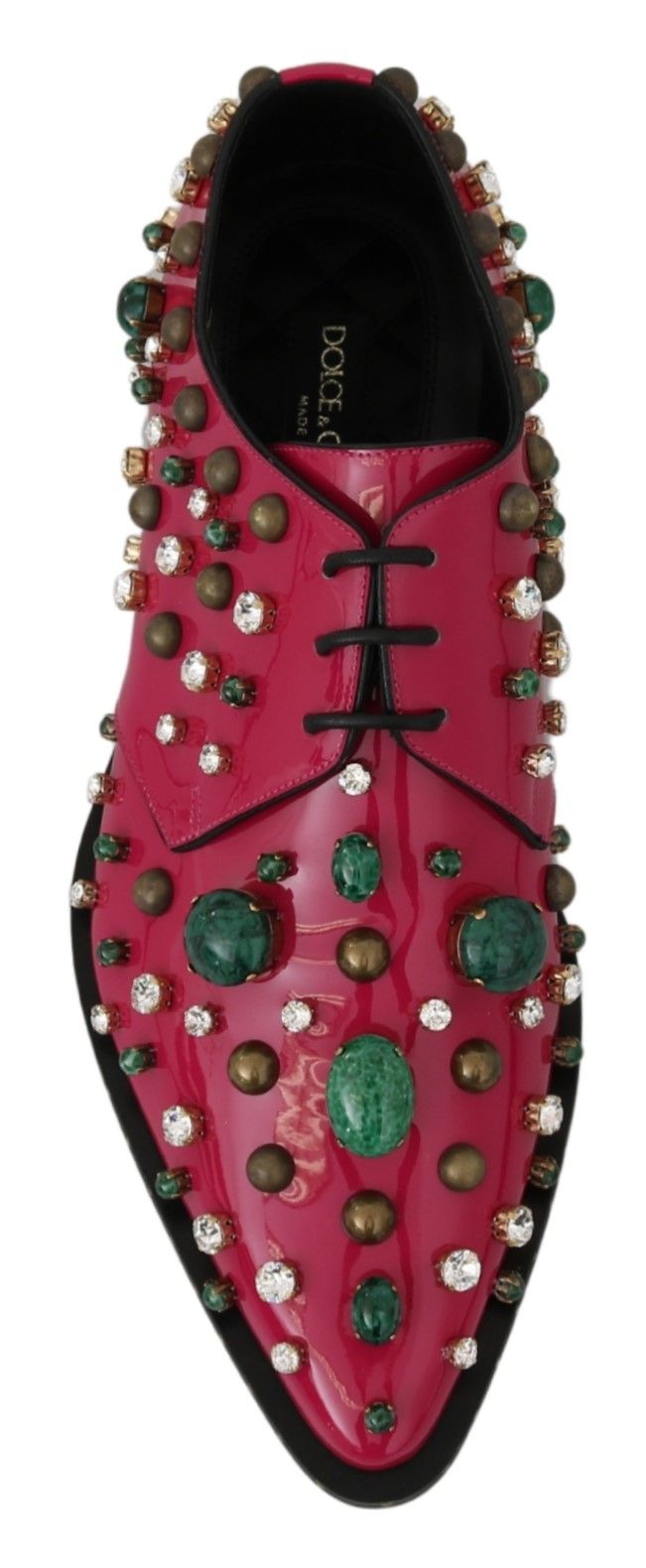 Chaussures Brogue en cuir rose à cristaux Dolce & Gabbana