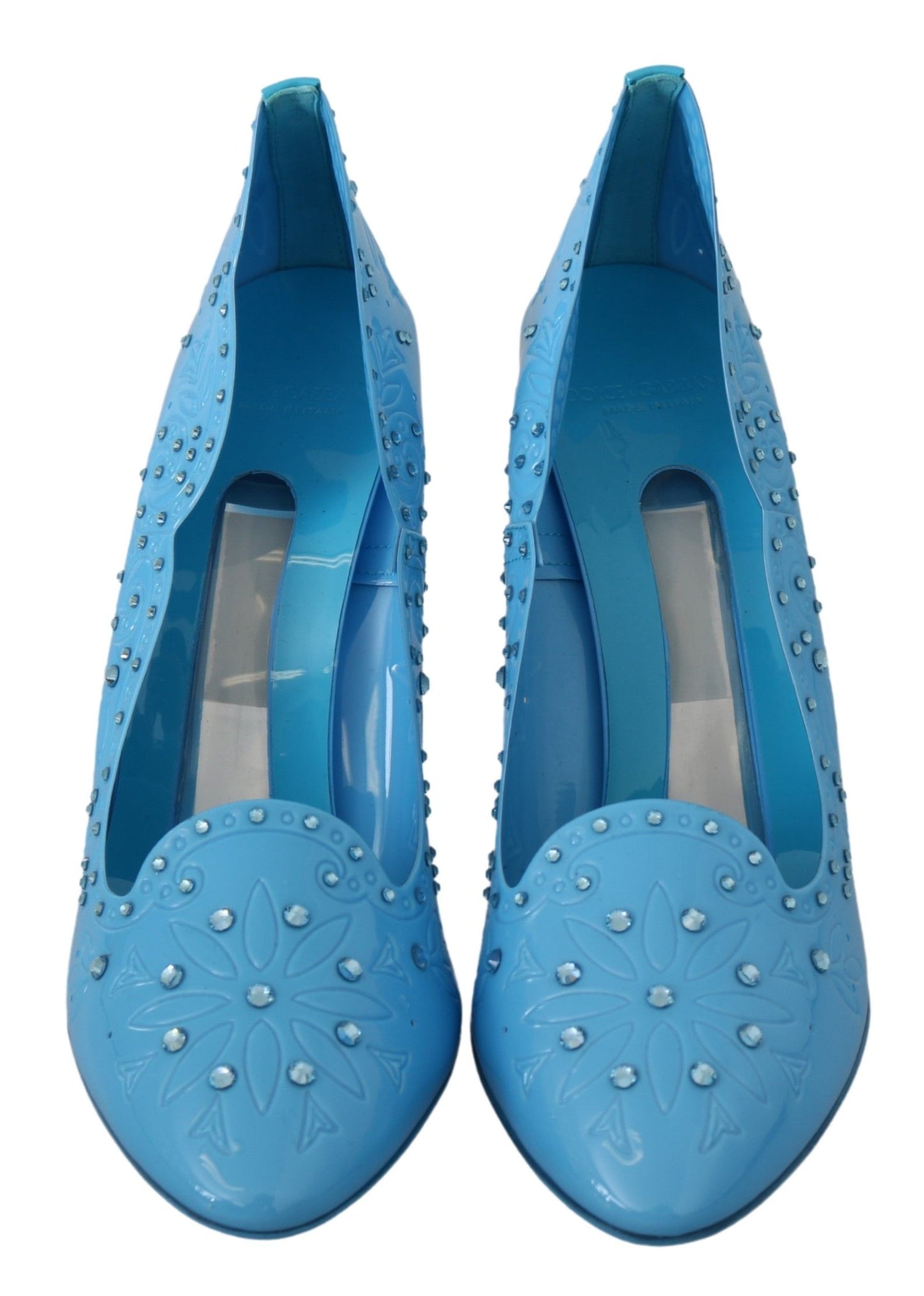 Chaussures à talons Dolce & Gabbana CINDERELLA à fleurs en cristal bleu