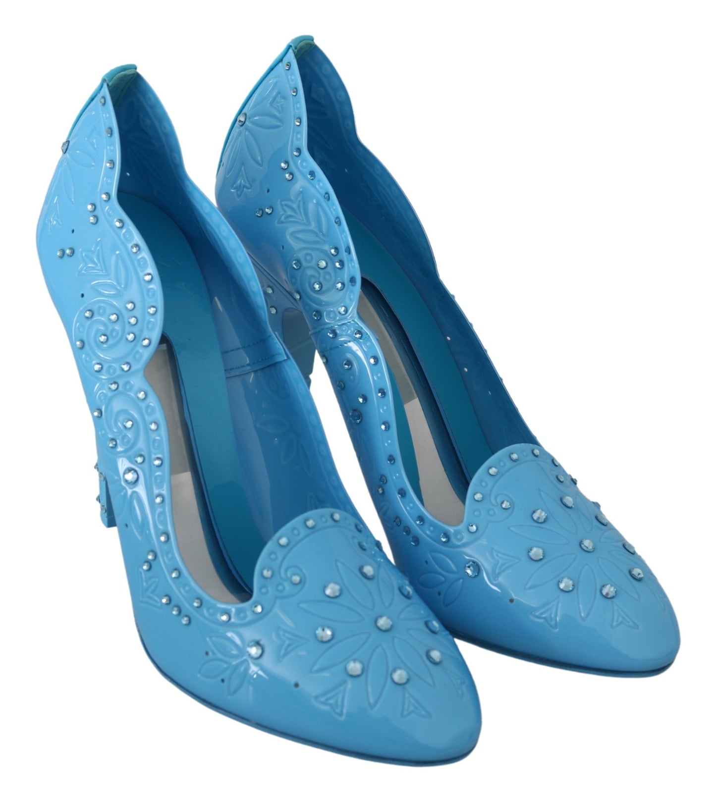 Chaussures à talons Dolce & Gabbana CINDERELLA à fleurs en cristal bleu