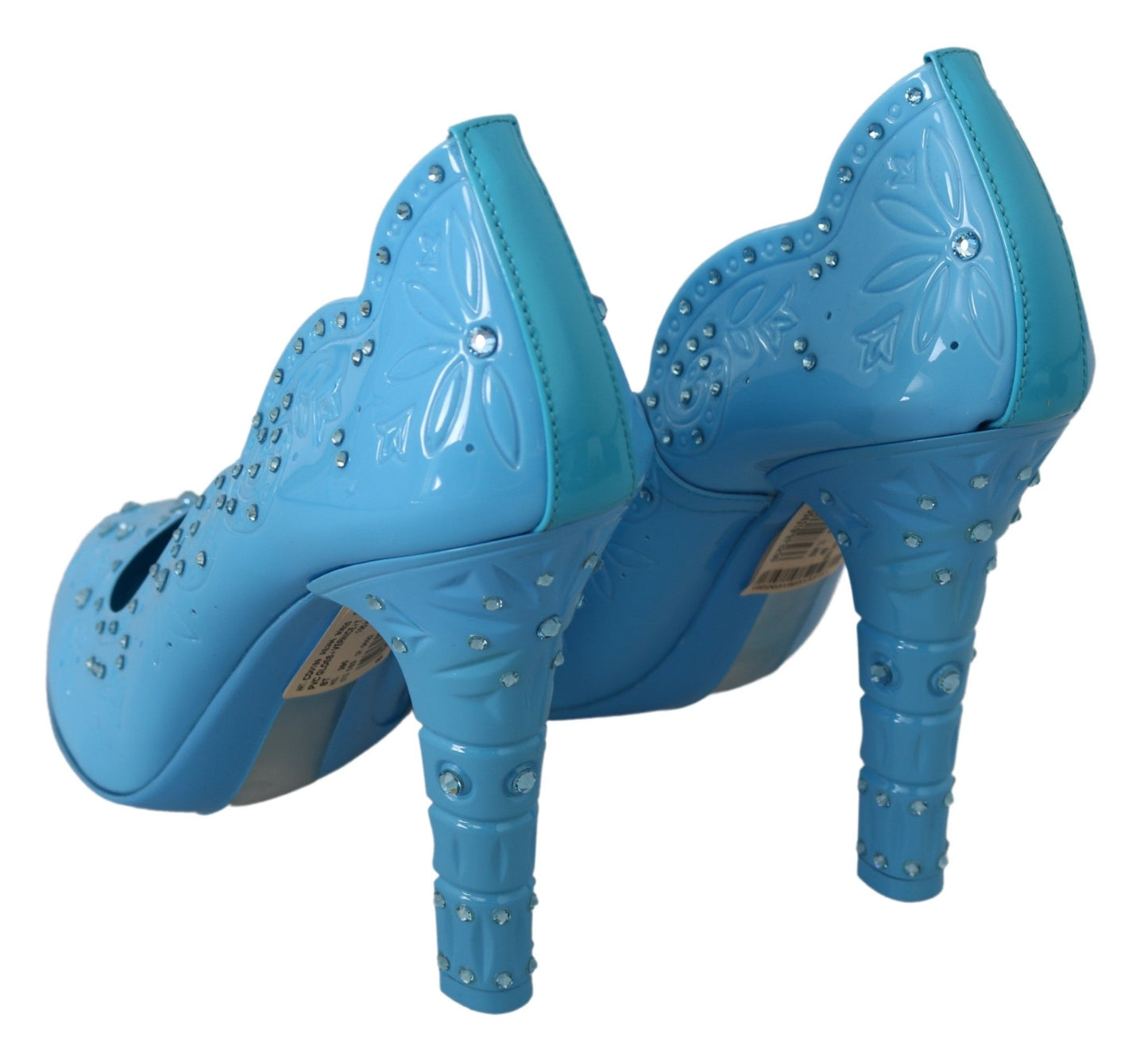 Chaussures à talons Dolce & Gabbana CINDERELLA à fleurs en cristal bleu