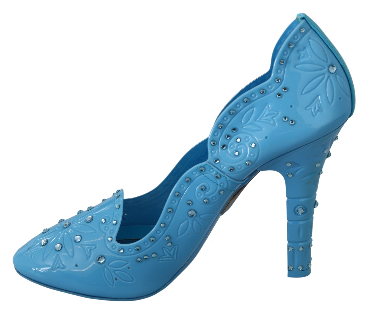 Chaussures à talons Dolce & Gabbana CINDERELLA à fleurs en cristal bleu