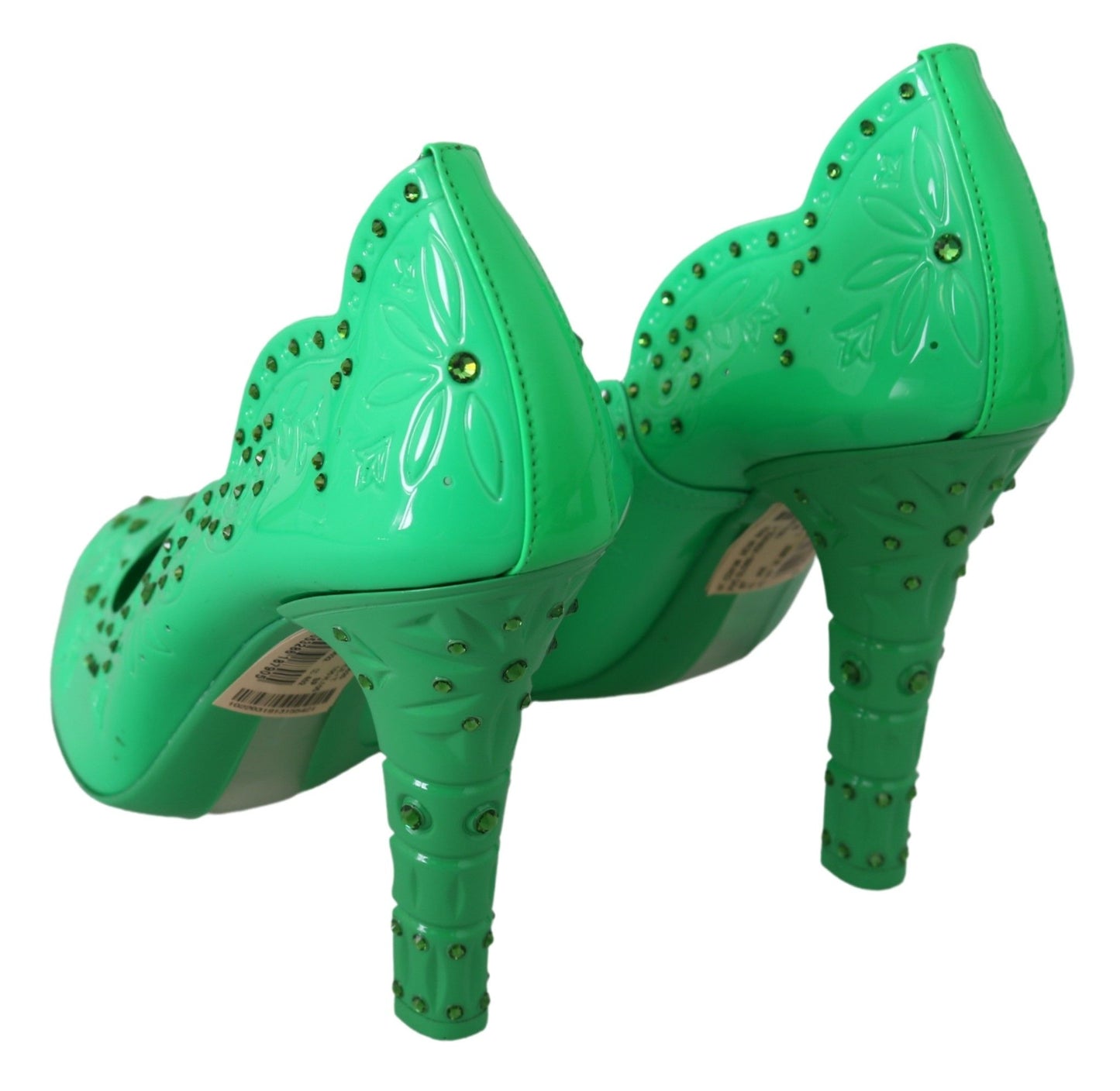 Chaussures à talons fleuris en cristal vert Dolce & Gabbana CINDERELLA