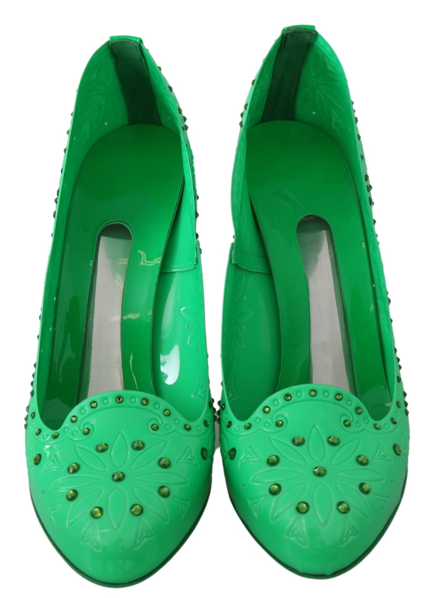Chaussures à talons Dolce & Gabbana Cendrillon à fleurs et cristaux verts