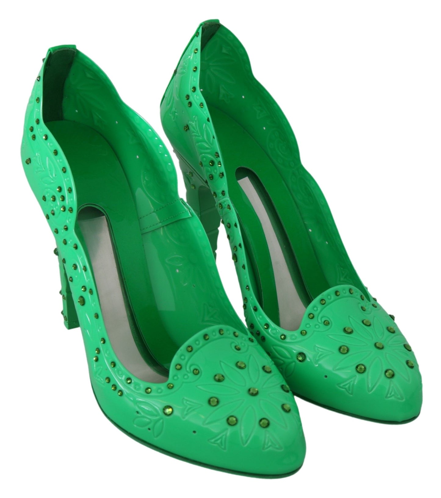 Chaussures à talons Dolce & Gabbana Cendrillon à fleurs et cristaux verts
