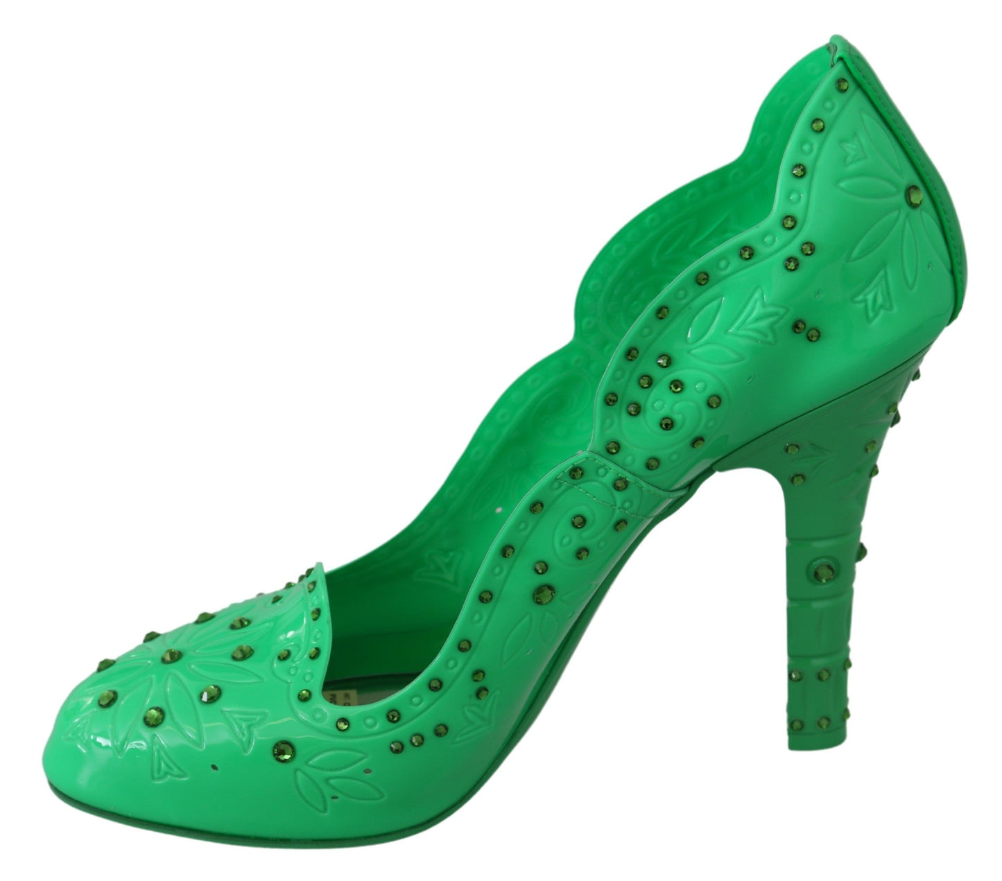 Chaussures à talons Dolce & Gabbana Cendrillon à fleurs et cristaux verts