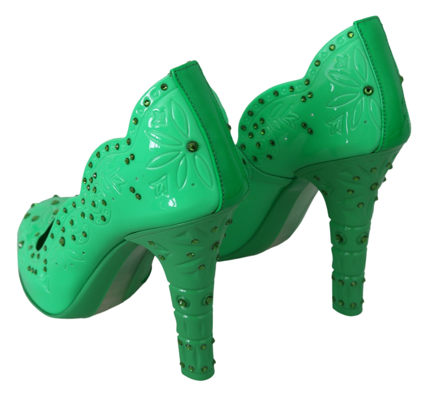 Chaussures à talons Dolce & Gabbana Cendrillon à fleurs et cristaux verts