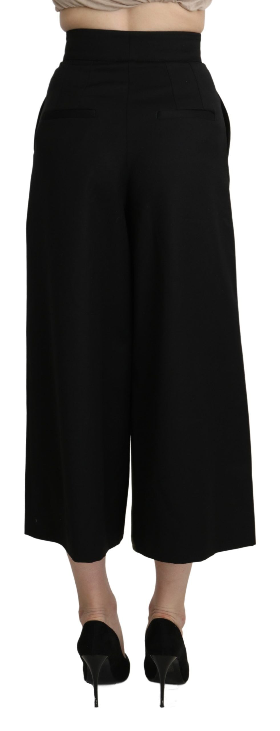 Pantalon court large en laine noire Dolce & Gabbana