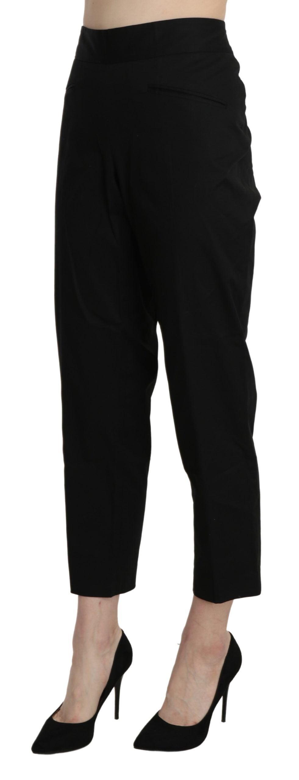 Pantalon droit court taille haute noir BENCIVENGA