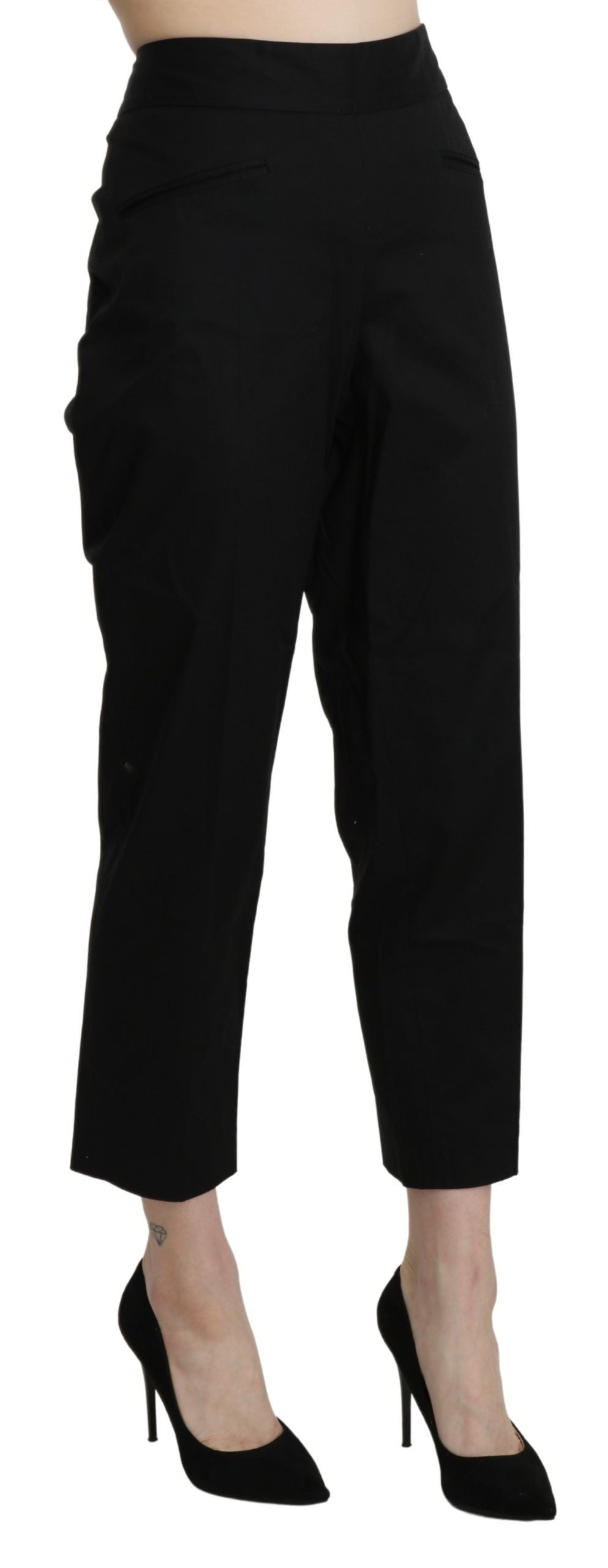 Pantalon droit court taille haute noir BENCIVENGA