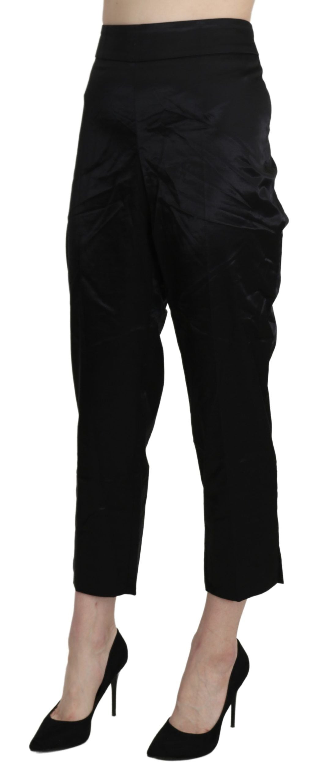 Pantalon droit court taille haute noir BENCIVENGA