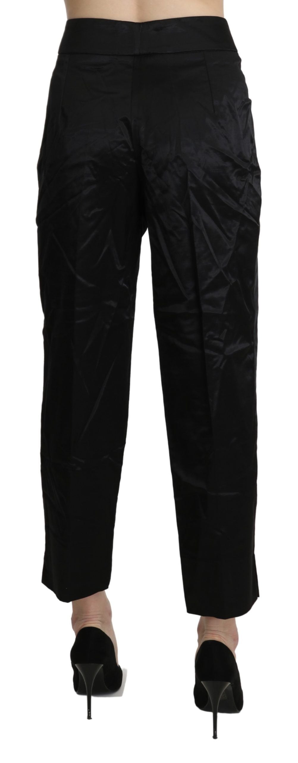 Pantalon droit court taille haute noir BENCIVENGA
