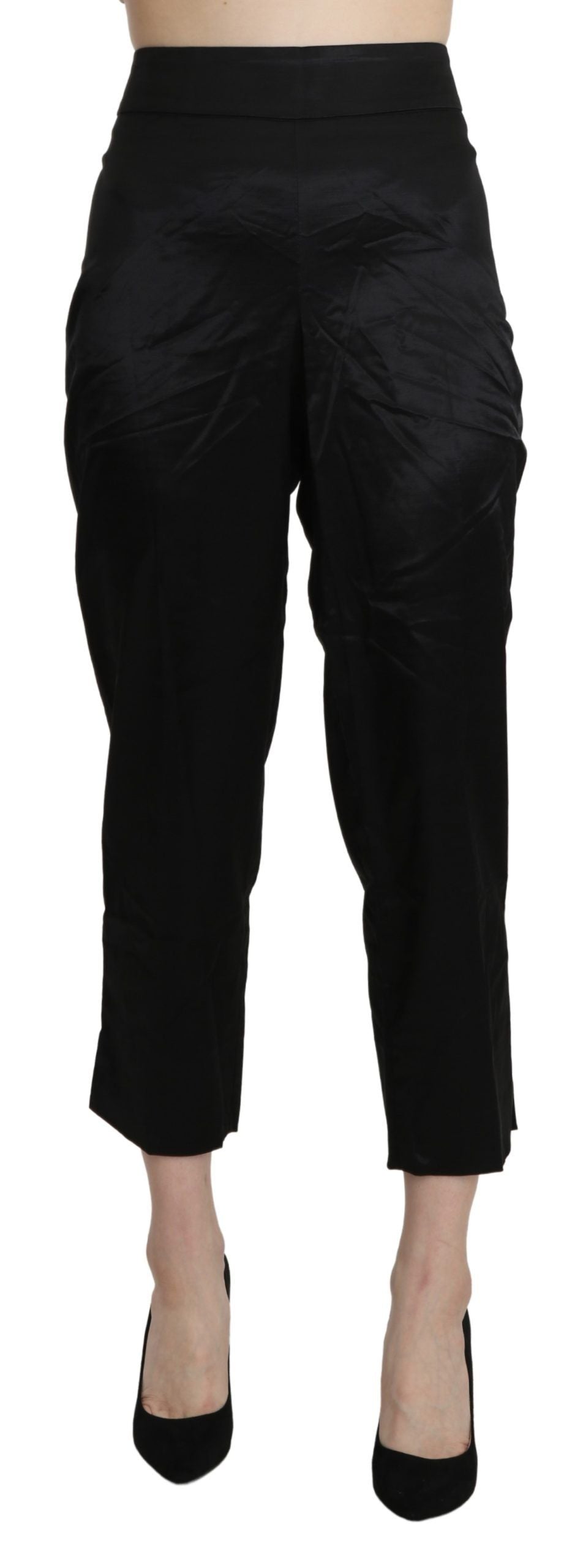 Pantalon droit court taille haute noir BENCIVENGA