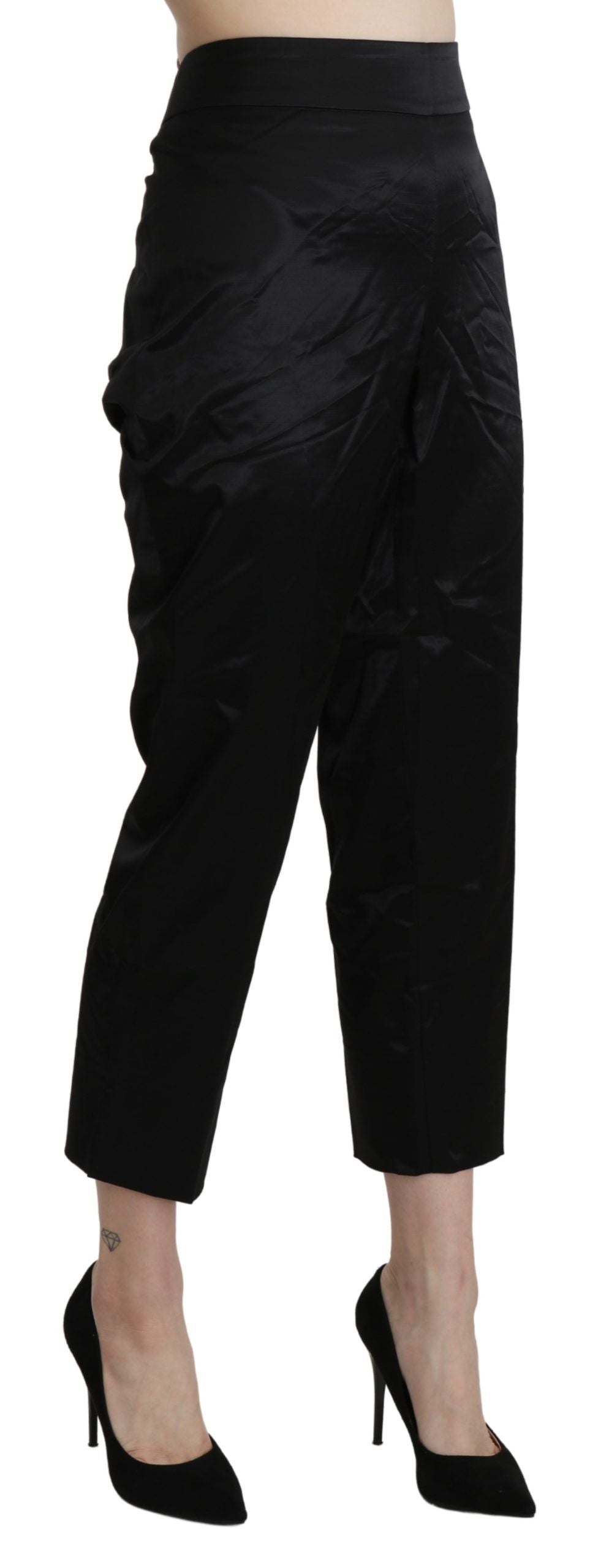 Pantalon droit court taille haute noir BENCIVENGA