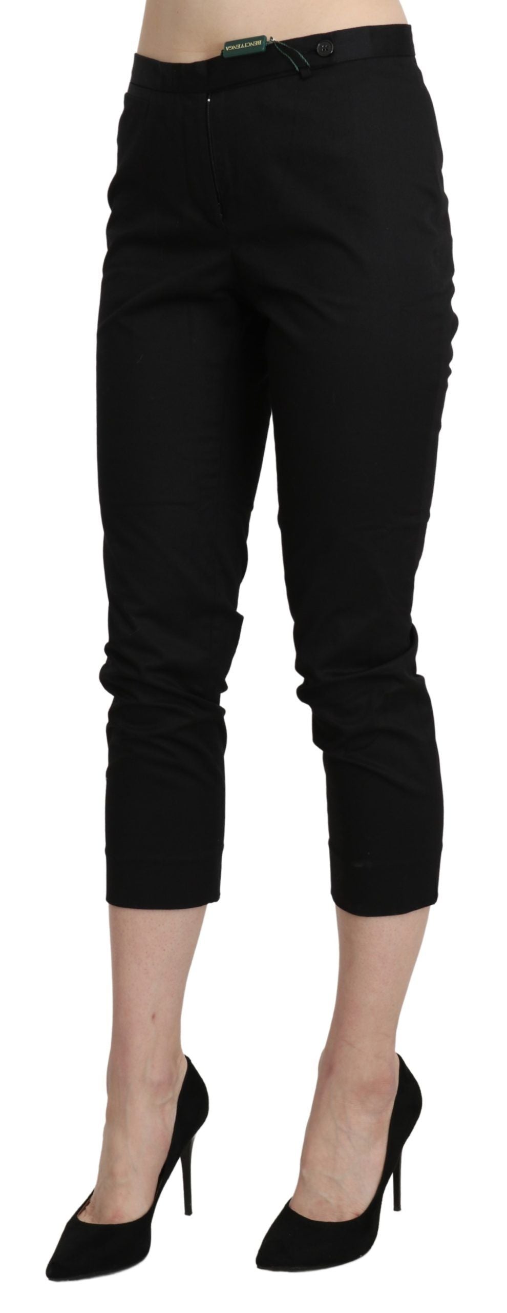 Pantalon skinny court taille haute noir BENCIVENGA