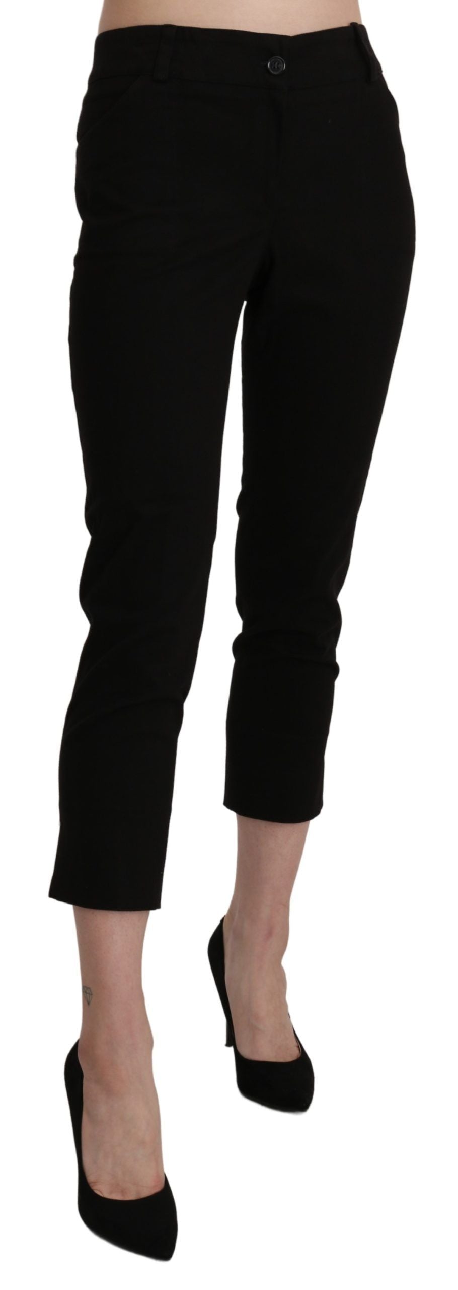 Pantalon skinny court taille haute noir BENCIVENGA