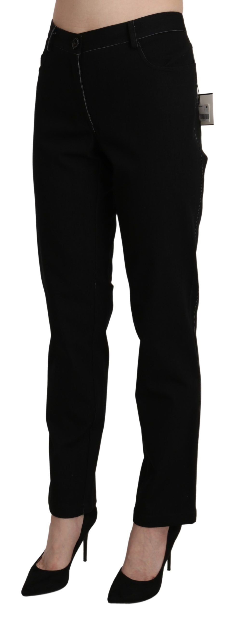 Pantalon décontracté droit taille haute noir BENCIVENGA