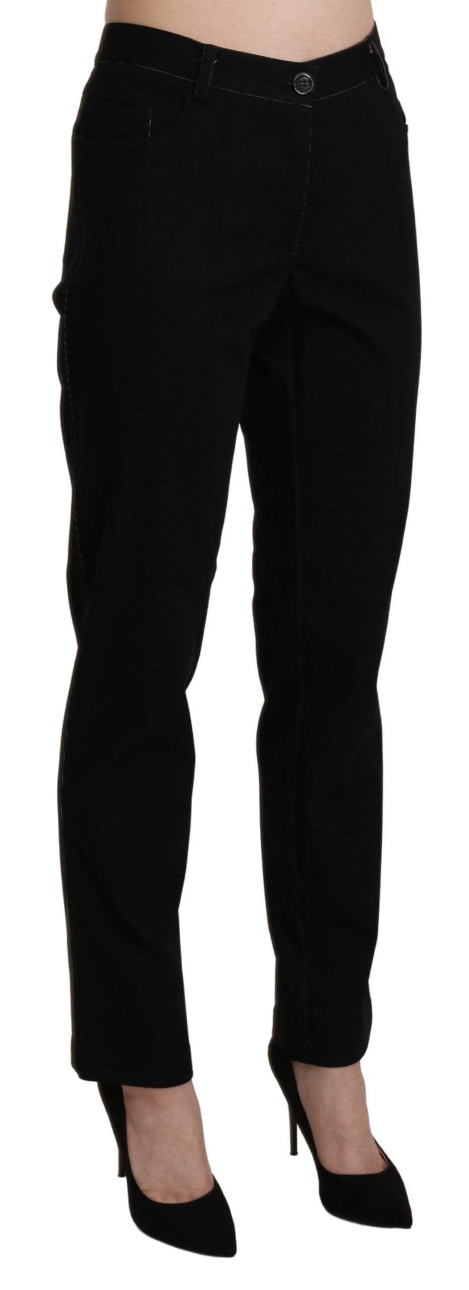 Pantalon décontracté droit taille haute noir BENCIVENGA