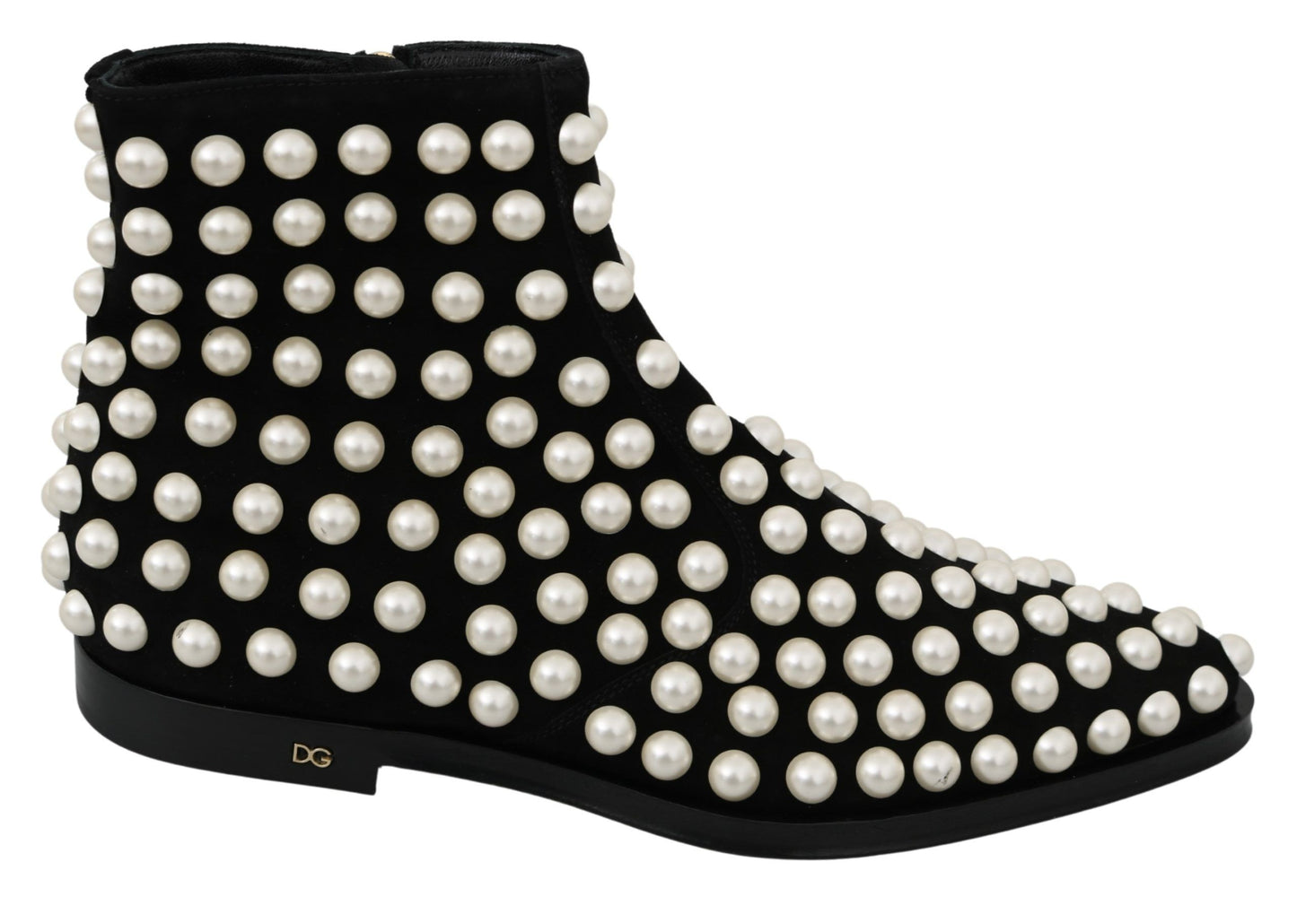 Bottes en daim noir à clous nacrés Dolce & Gabbana