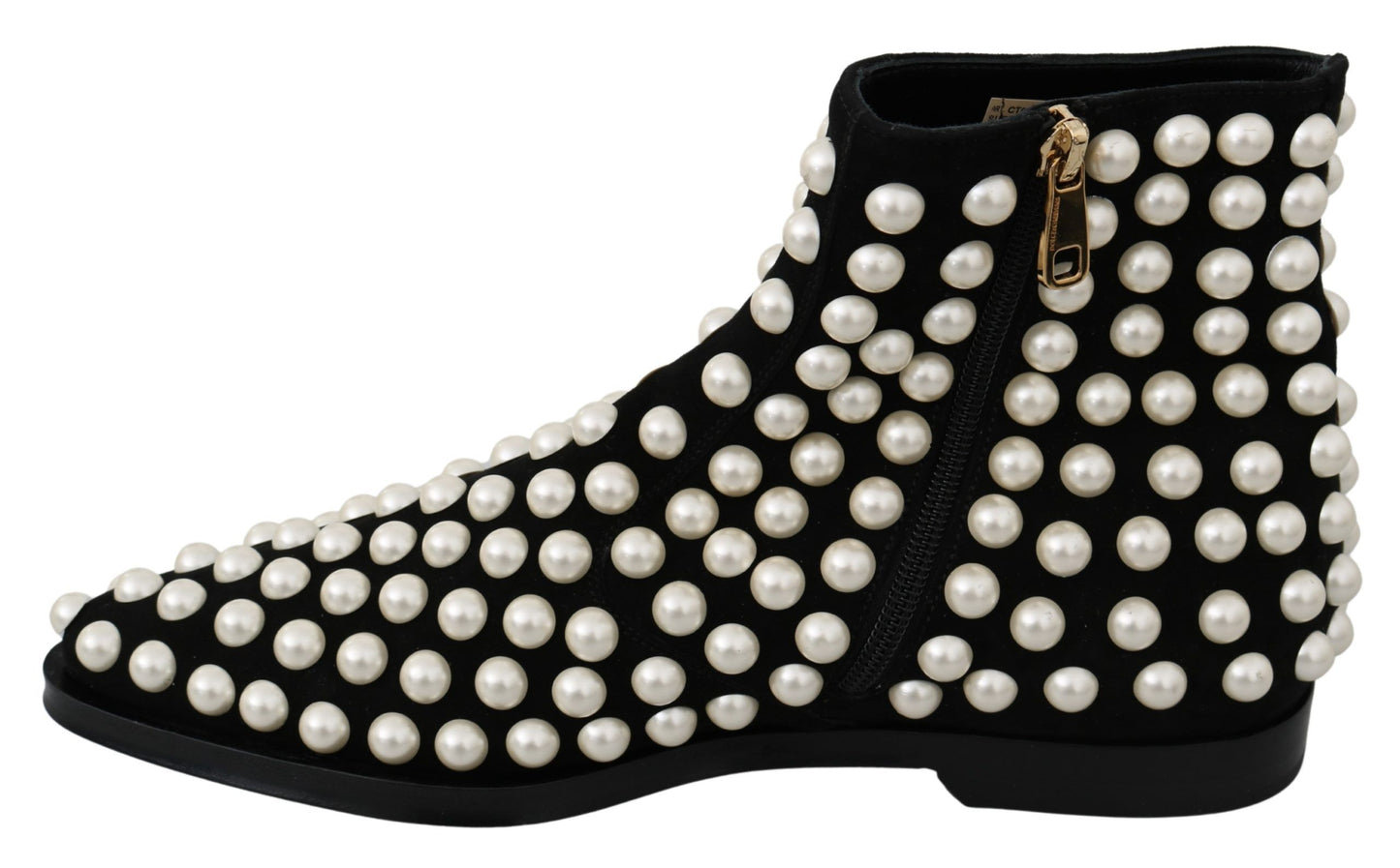 Bottes en daim noir à clous nacrés Dolce & Gabbana