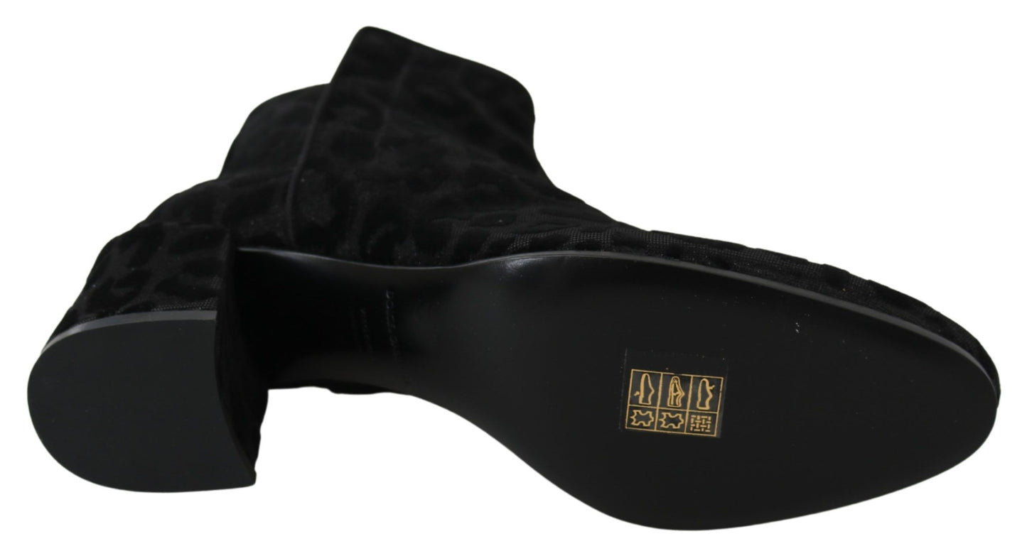 Bottines courtes noires à imprimé léopard Dolce & Gabbana
