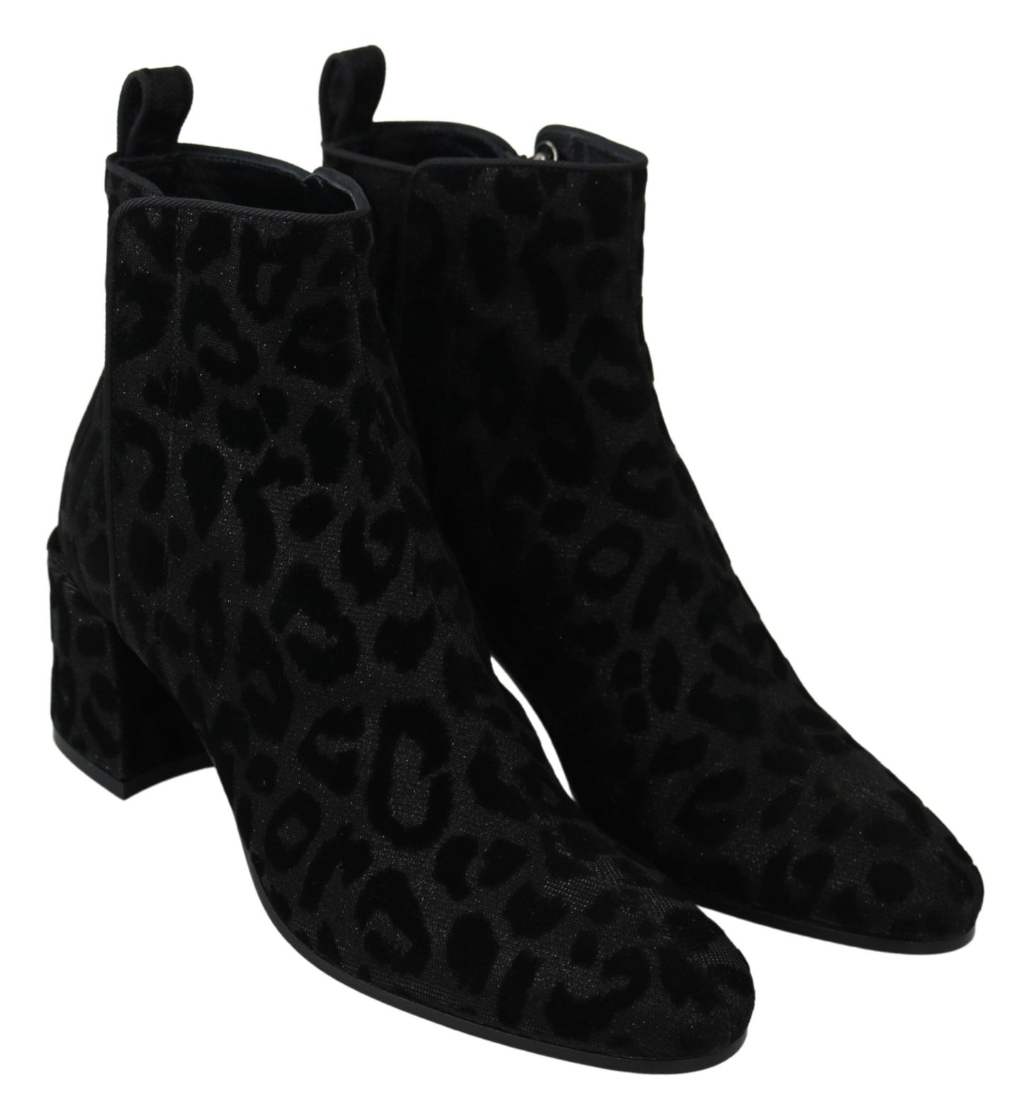 Bottines courtes noires à imprimé léopard Dolce & Gabbana