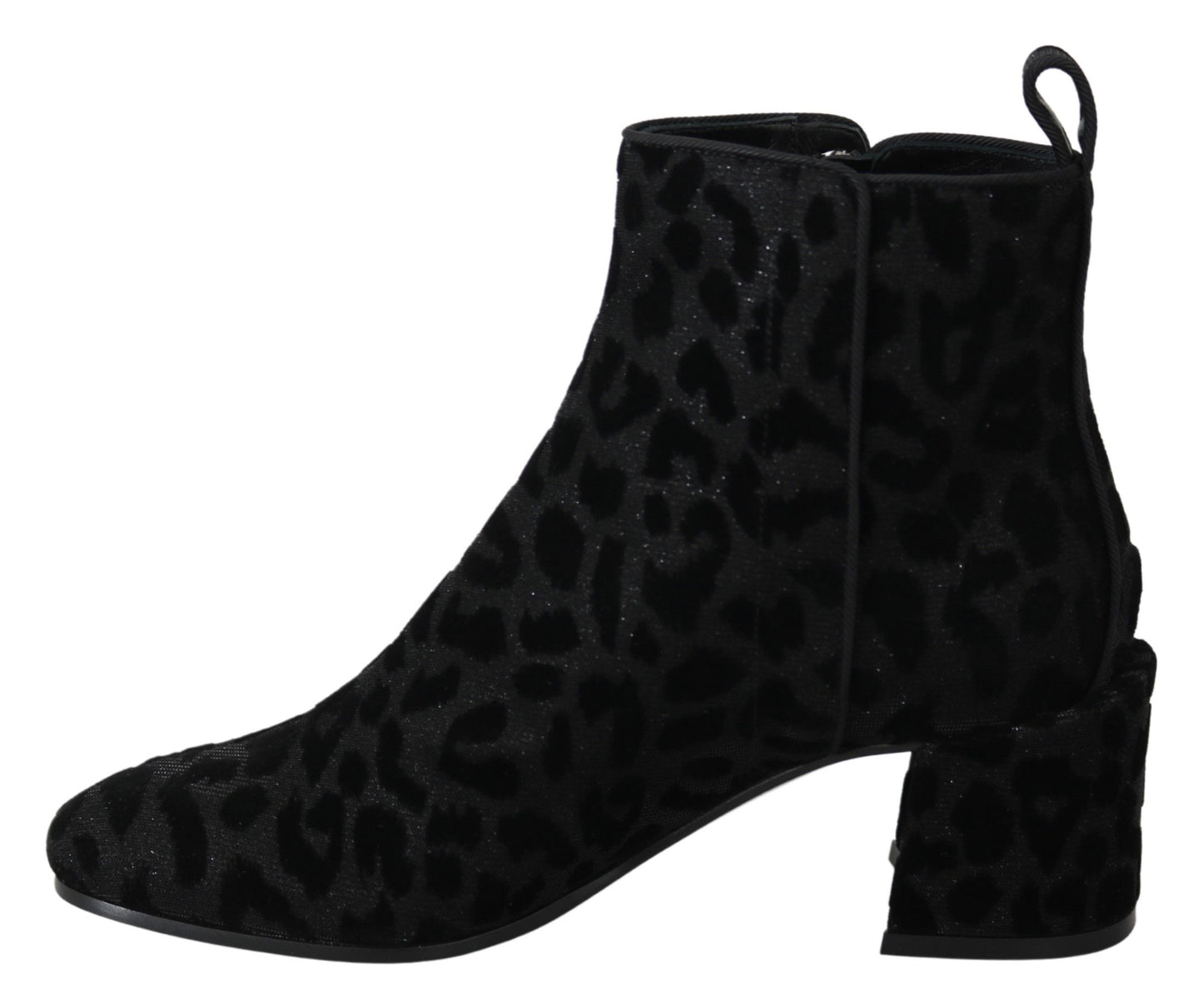 Bottines courtes noires à imprimé léopard Dolce & Gabbana