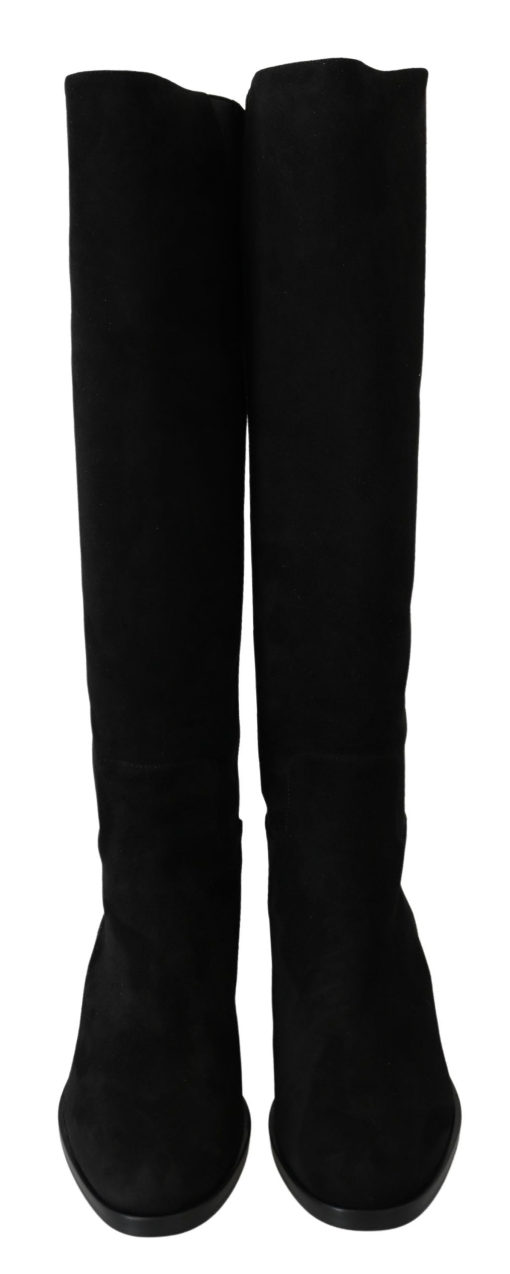 Bottes plates hautes en daim noir Dolce & Gabbana