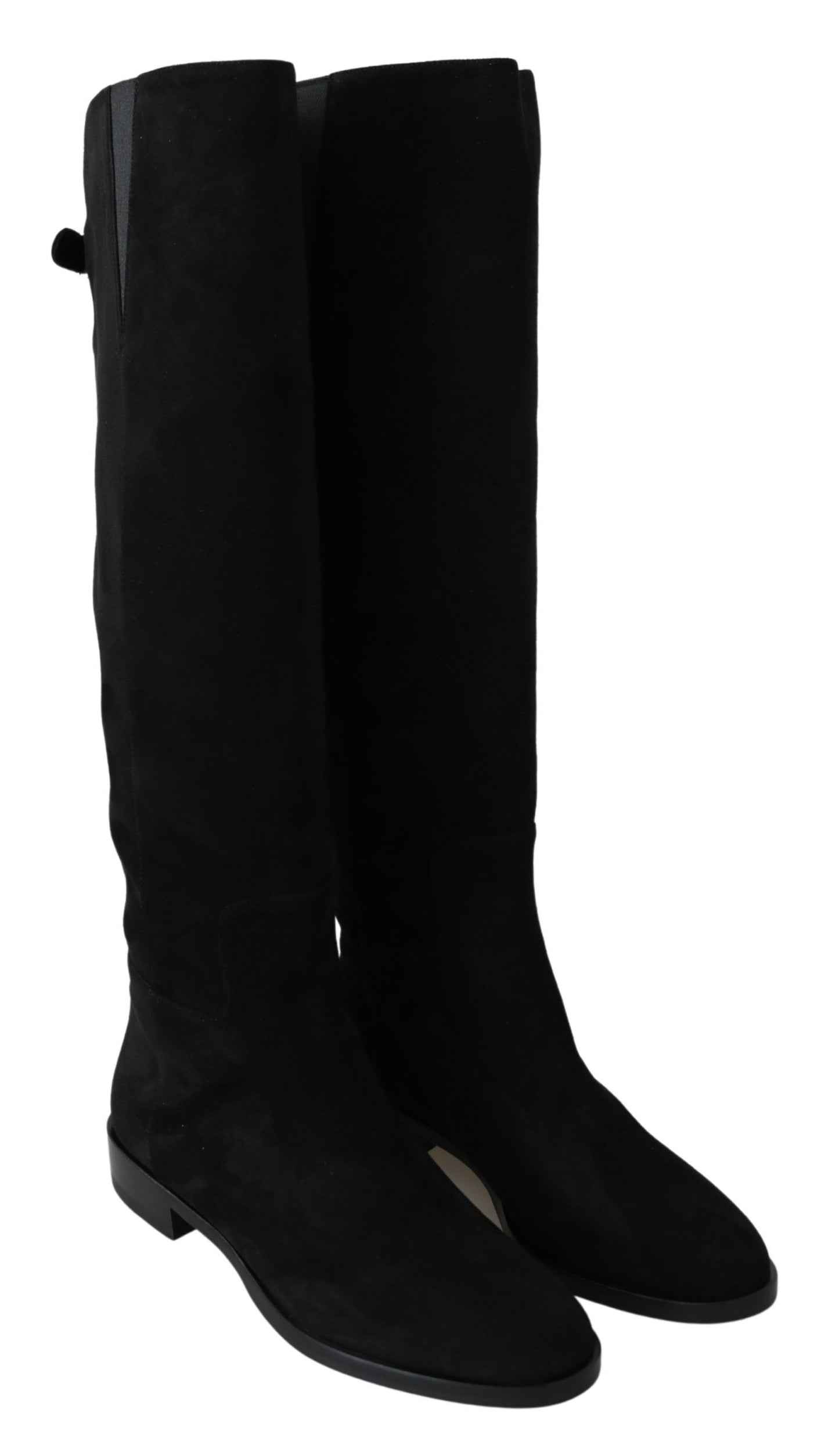 Bottes plates hautes en daim noir Dolce & Gabbana