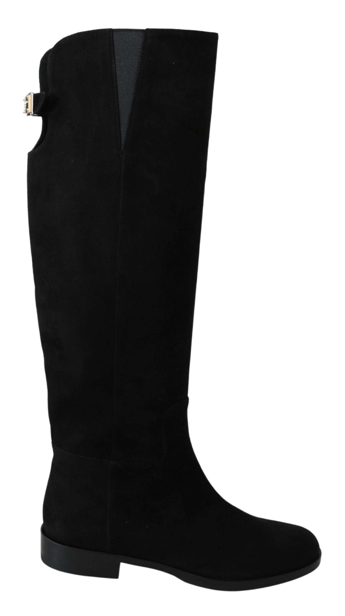 Bottes plates hautes en daim noir Dolce & Gabbana