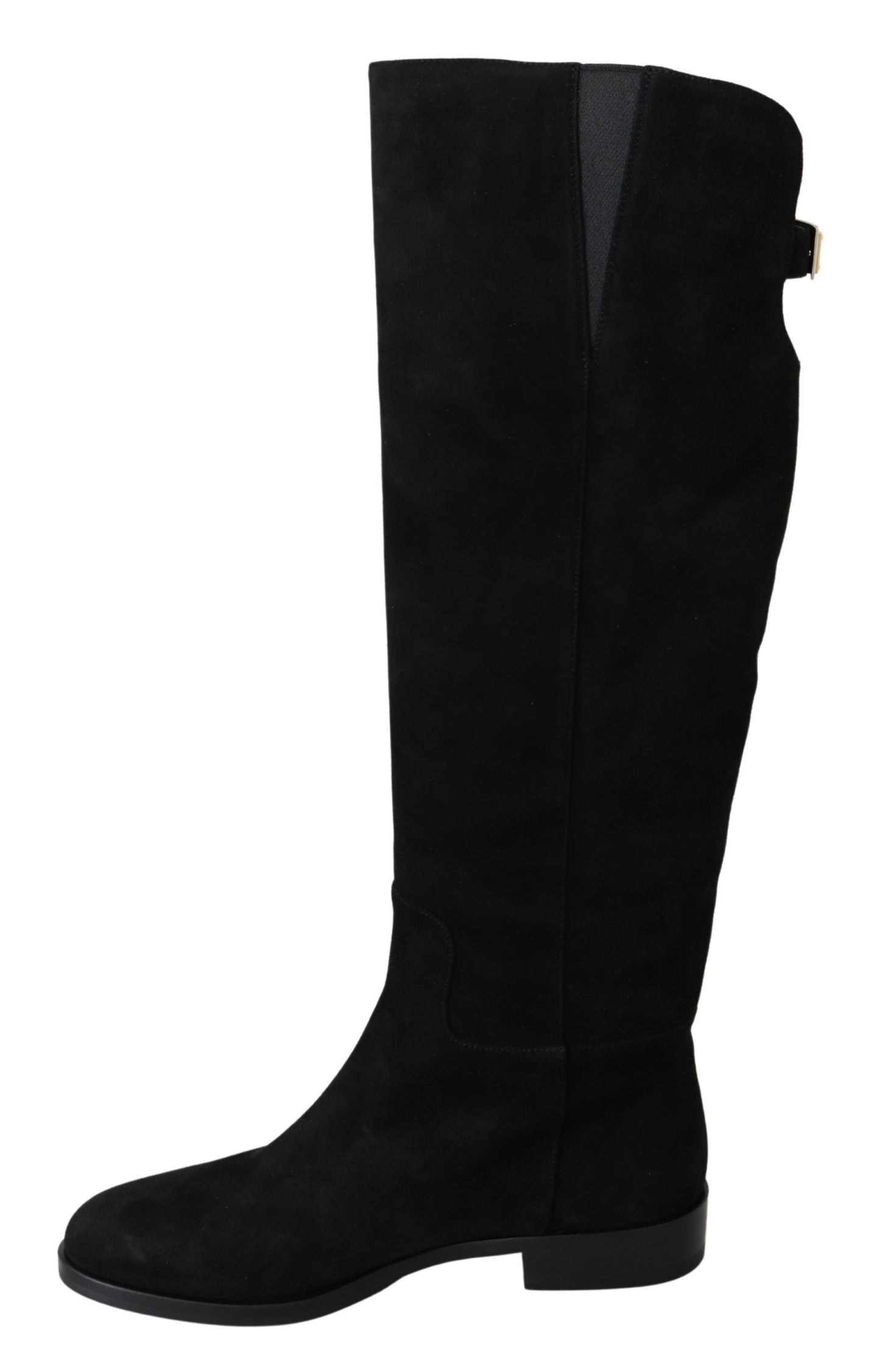 Bottes plates hautes en daim noir Dolce & Gabbana