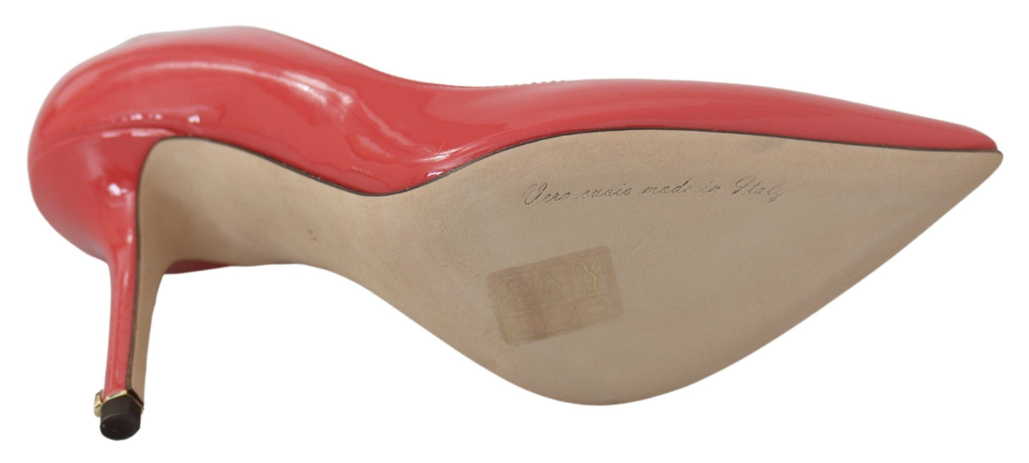 Escarpins à talons en cuir verni rose foncé Dolce & Gabbana