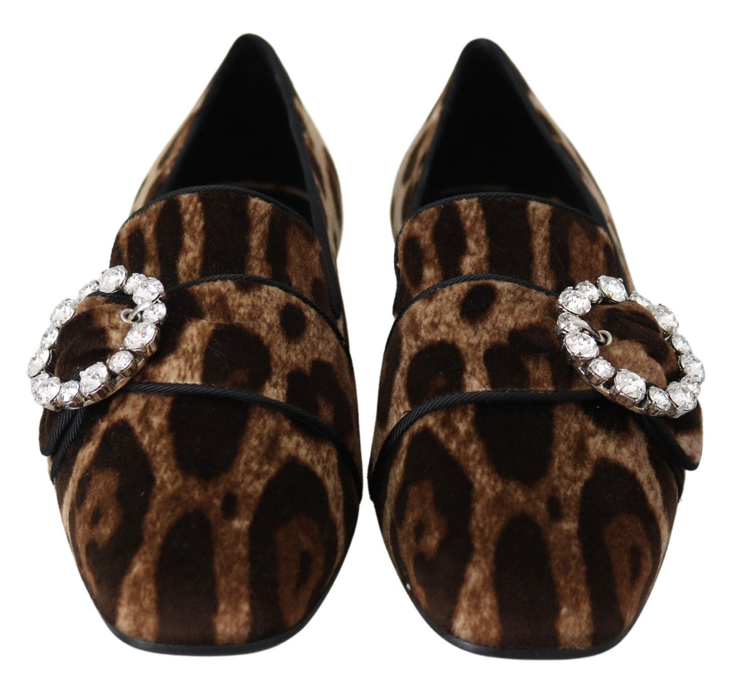 Mocassins plats Dolce & Gabbana à imprimé léopard marron et cristaux