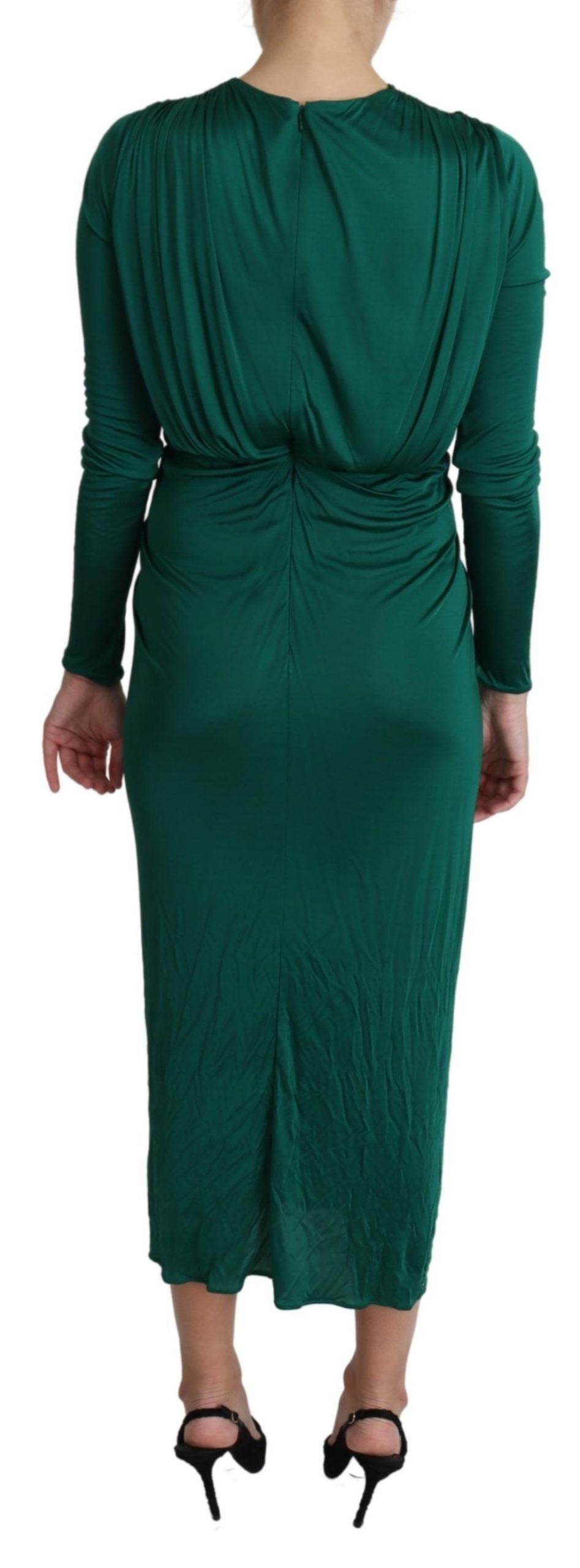 Robe mi-longue ajustée en viscose verte Dolce & Gabbana