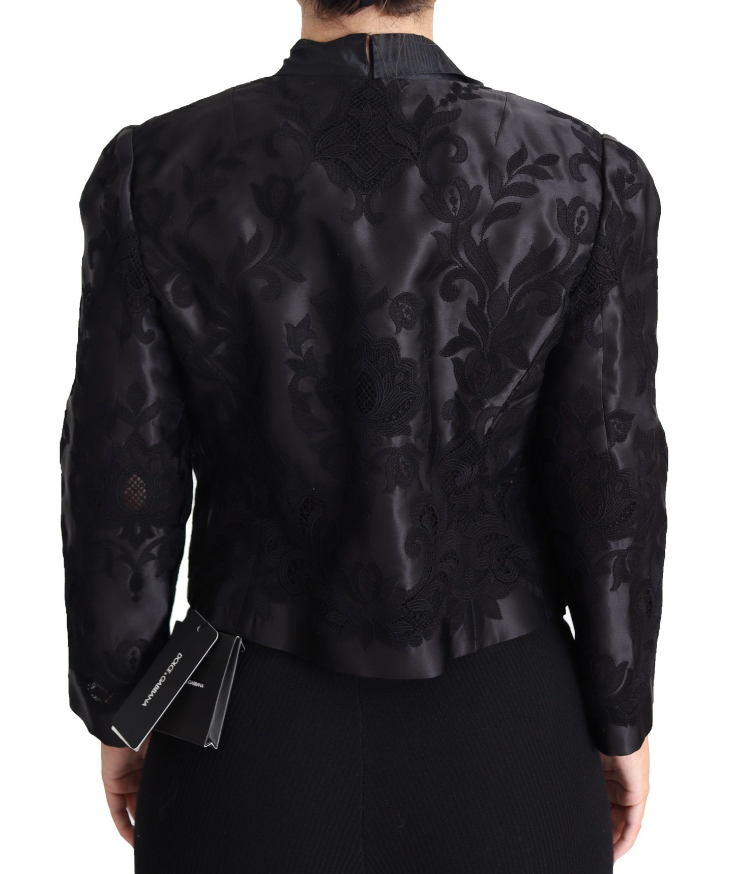 Dolce & Gabbana Veste corset transparente en dentelle noire et organza et soie