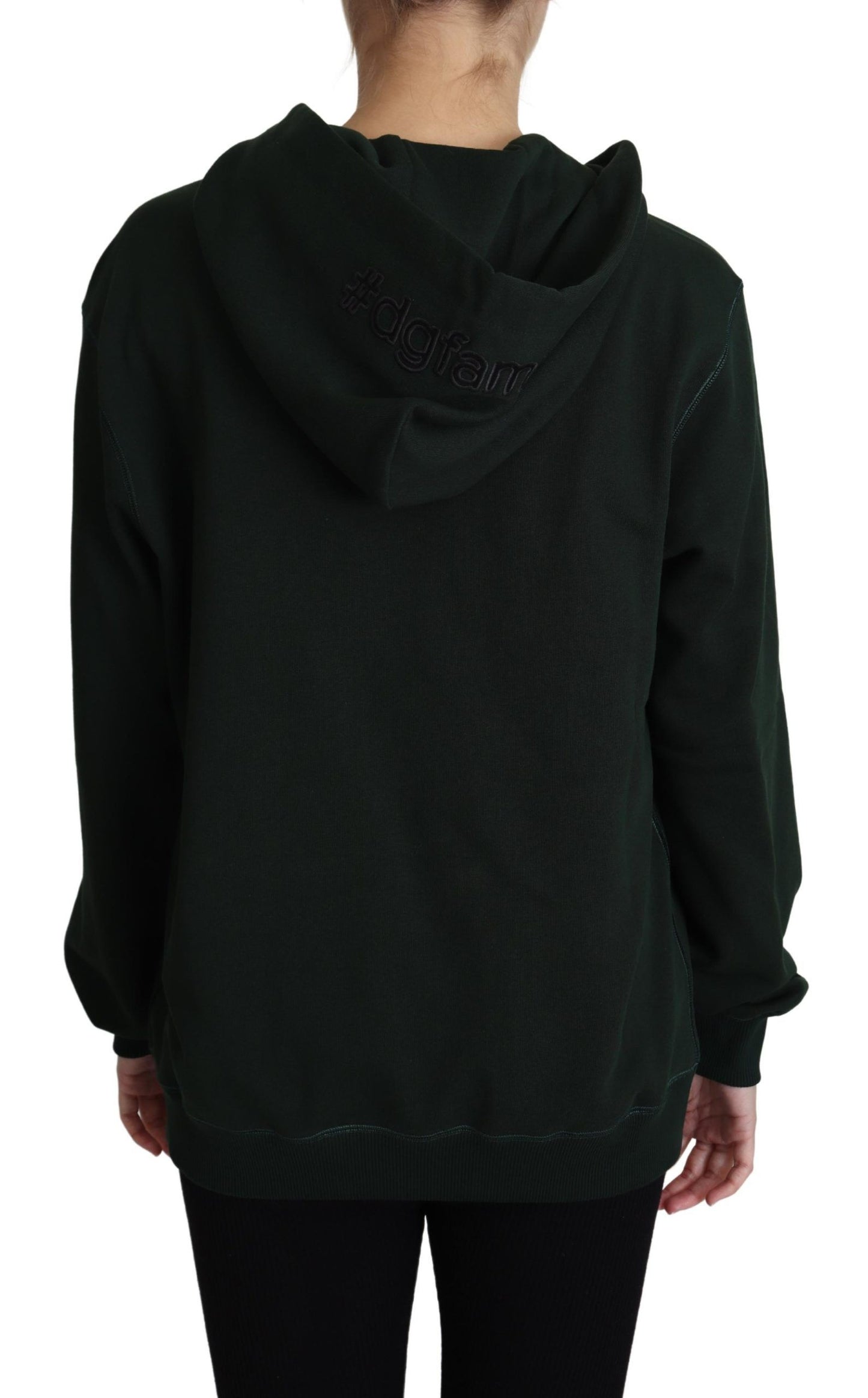 Sweat à capuche Dolce & Gabbana avec broderie couronne vert foncé