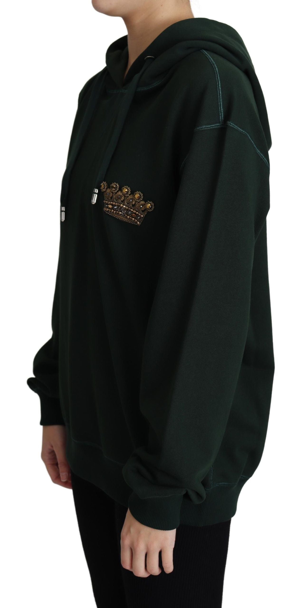 Sweat à capuche Dolce & Gabbana avec broderie couronne vert foncé