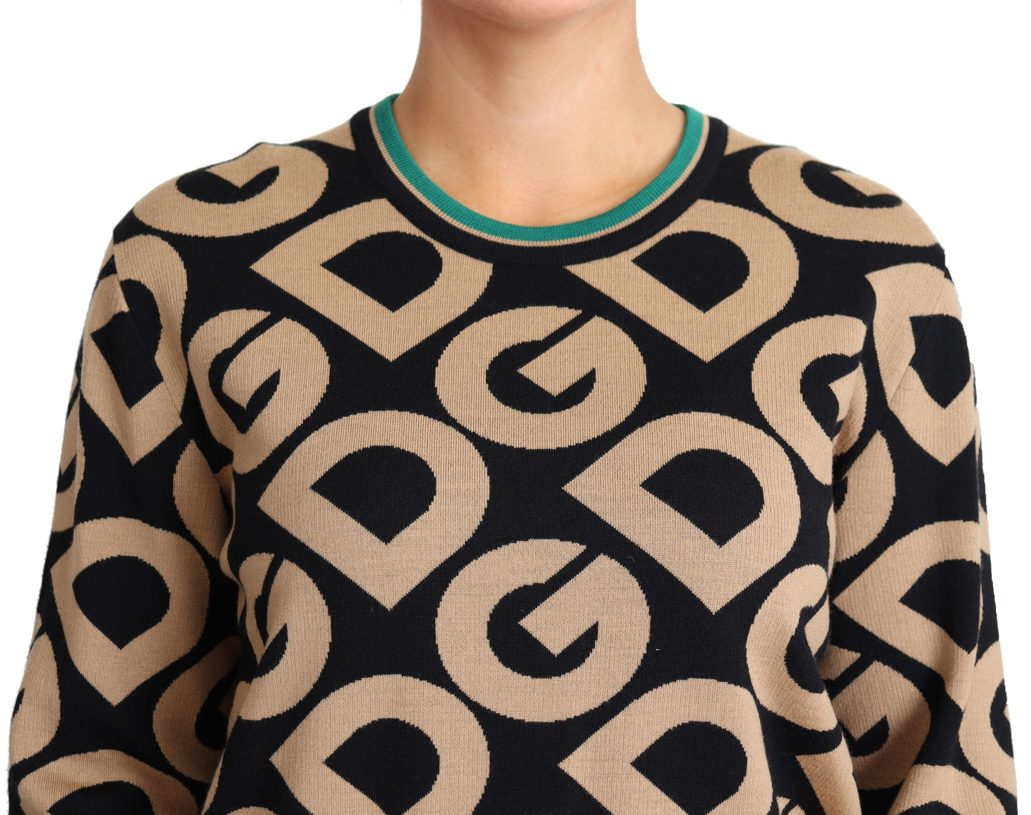 Pull ras du cou en laine multicolore Dolce & Gabbana DG Mania