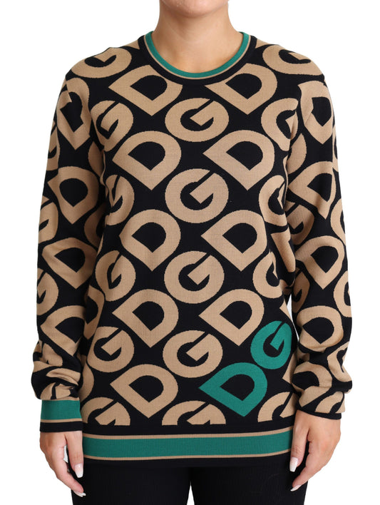 Pull ras du cou en laine multicolore Dolce & Gabbana DG Mania