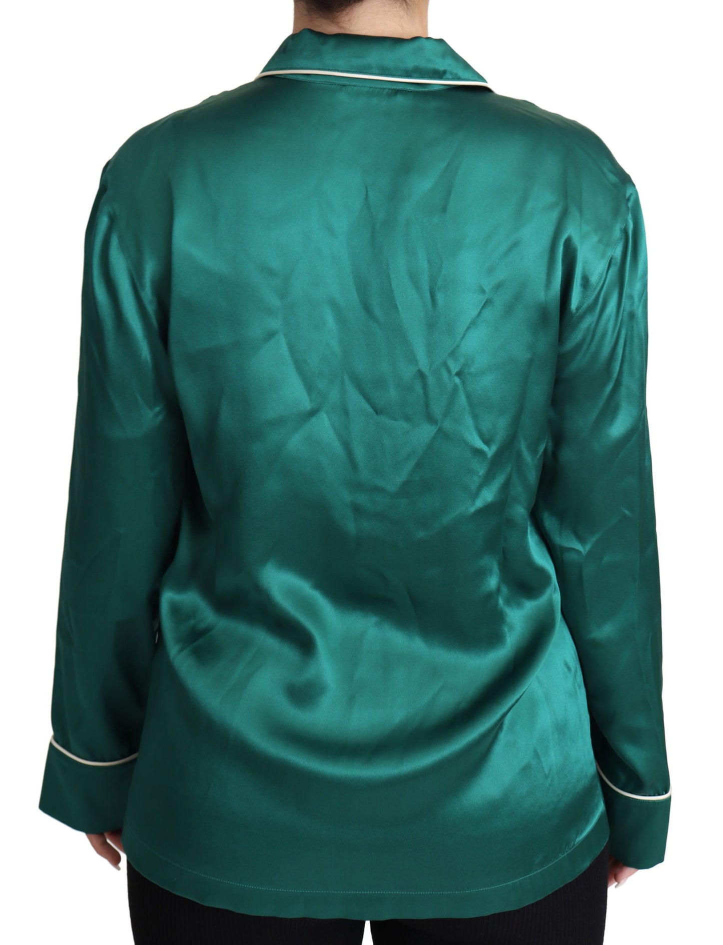 Dolce & Gabbana Chemisier de pyjama vert Haut de nuit en soie