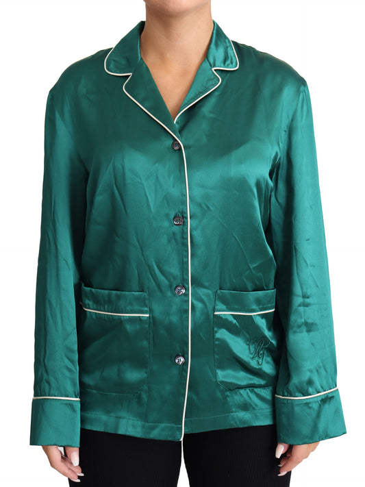 Dolce & Gabbana Chemisier de pyjama vert Haut de nuit en soie