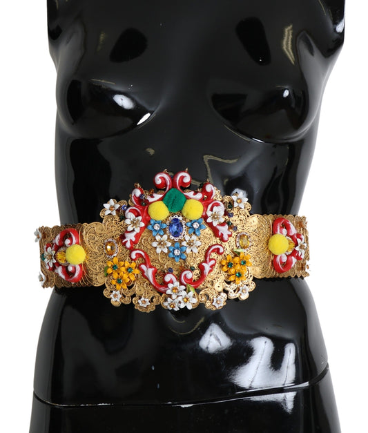 Dolce & Gabbana – Breiter Taillengürtel mit Blumen- und Kristallverzierung in mehreren Farben